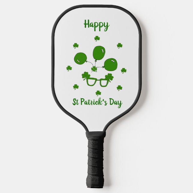 Minimalist  Cute Happy St Patrick's Day  Pickleball Paddle (Back)