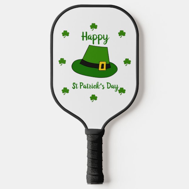 Minimalist  Cute Happy St Patrick's Day   Pickleball Paddle (Front)