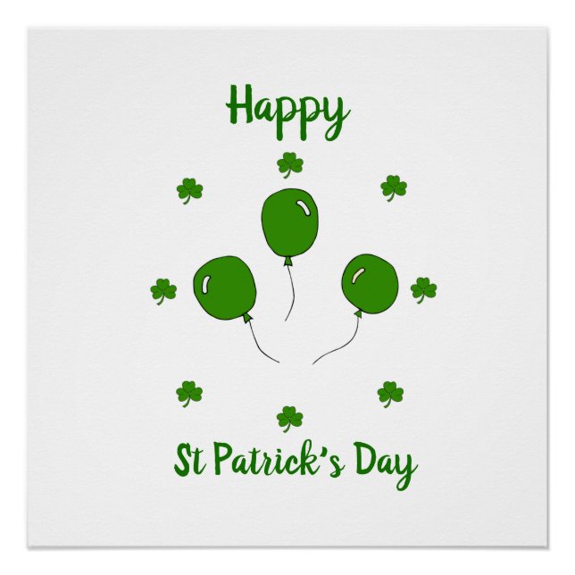 Minimalist  Cute Happy St Patrick's Day   Poster (Front)