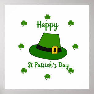 Minimalist  Cute Happy St Patrick's Day  Poster