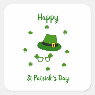 Minimalist Cute Happy St Patrick's Day Square Sticker