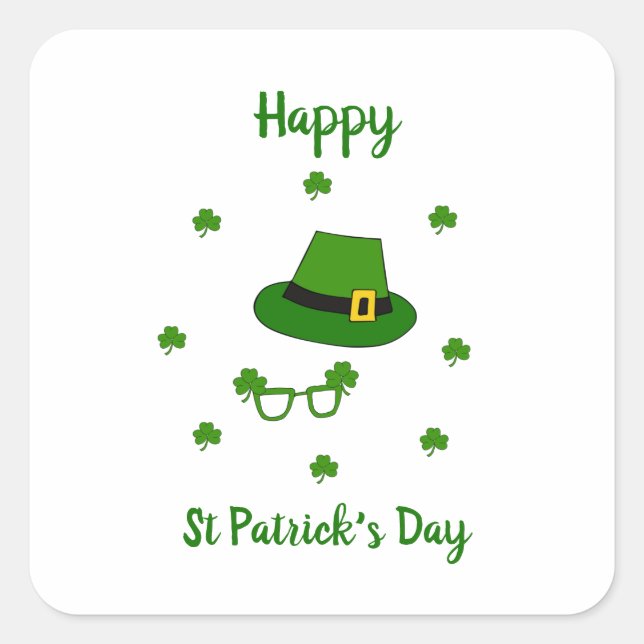 Minimalist  Cute Happy St Patrick's Day   Square Sticker (Front)