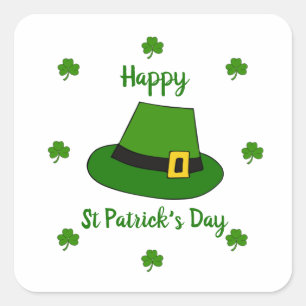 Minimalist  Cute Happy St Patrick's Day    Square Sticker