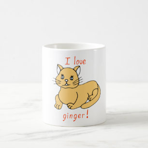 Minimalist Cute I love ginger cat Coffee Mug