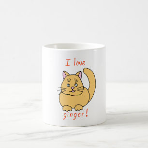 Minimalist Cute I love ginger cat Coffee Mug