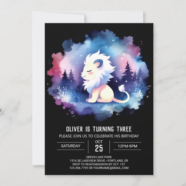 Minimalist Cute Lion Birthday Invitation (Front)