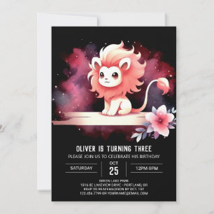 Minimalist Cute Lion Birthday Invitation