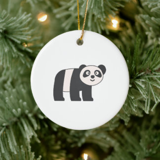 Minimalist Cute Panda Bear Flat Art Ceramic Tree Decoration