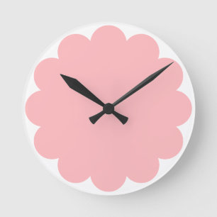 Minimalist Cute Pastel Pink Flower Silhouette  Round Clock