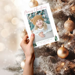 Minimalist Cute Pink Trees Christmas Photo Holiday Card<br><div class="desc">Minimalist, Cute, Modern yet Rustic Christmas Holiday Photo Cards featuring adorable little forests of rustic Christmas trees and Merry Christmas in modern typography on a soft modern pastel colour palette of pink and sage green. Add your favourite photos and a custom greeting for the perfect holiday card! Perfect for your...</div>