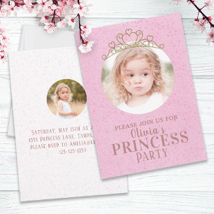 Minimalist Cute Princess Tiara Birthday Whimsical Invitation