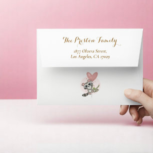 Minimalist Cute Racoon Baby Shower Envelope