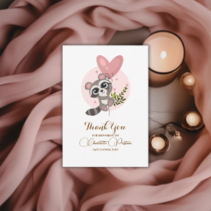Minimalist Cute Racoon Baby Shower Thank You Card