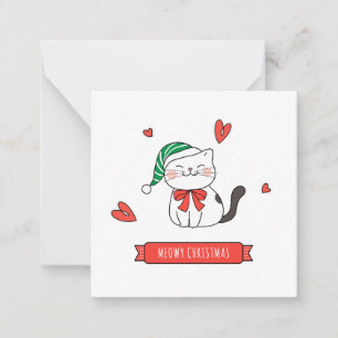 Minimalist Cute Santa Kitty Cat Meowy Christmas  Card