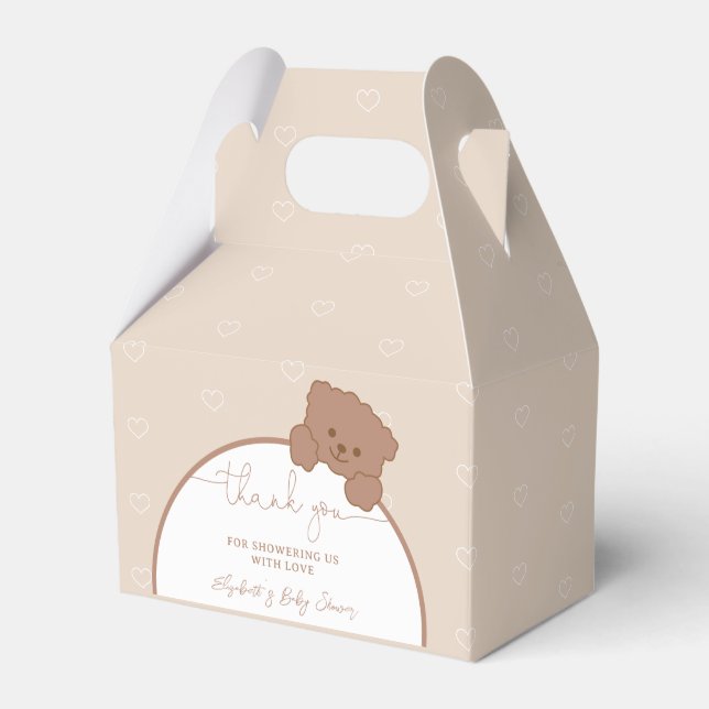 Minimalist Cute Teddy Bear Baby Shower Favour Box (Front Side)