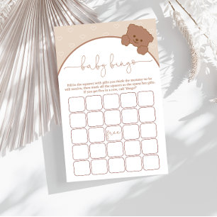 Minimalist Cute Teddy Bear Baby Shower Game BINGO Flyer