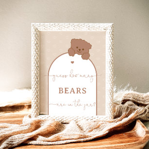 Minimalist Cute Teddy Bear Guess How Many Bears Poster