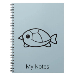 Minimalist Cute Turtle Wireframe Pastel Blue Notebook