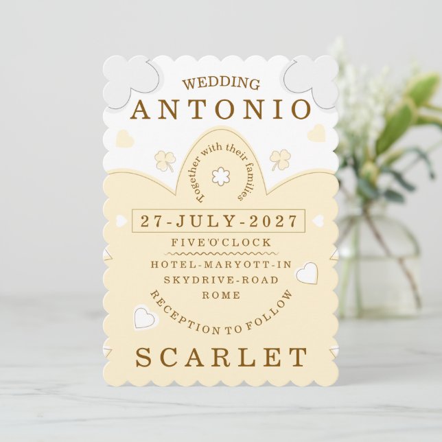 Minimalist Cute Wedding  Warm And Modern Aesthetic Invitation (Standing Front)