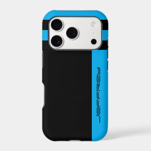 Minimalist Cyan Blue & Black Two Way Stripe