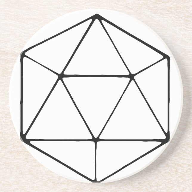 Minimalist D20 Design Tabletop Gamer Geek Coaster (Front)