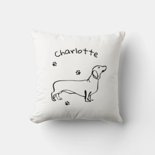 Minimalist Dachshund Art - Your Text, Your Style Cushion