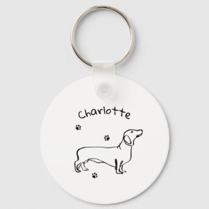 Minimalist Dachshund Art - Your Text, Your Style Key Ring