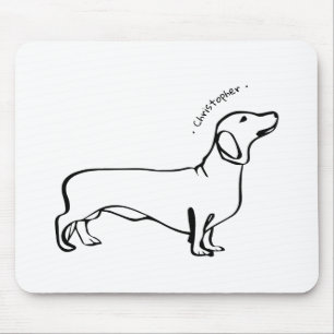Minimalist Dachshund Art - Your Text, Your Style Mouse Mat