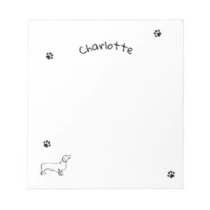 Minimalist Dachshund Art - Your Text, Your Style Notepad