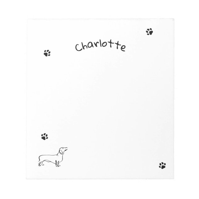 Minimalist Dachshund Art - Your Text, Your Style Notepad (Front)