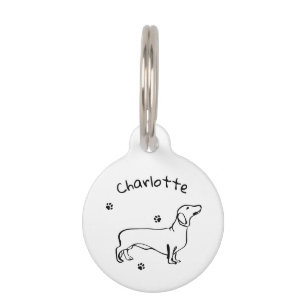 Minimalist Dachshund Art - Your Text, Your Style Pet Tag