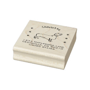 Minimalist Dachshund Art - Your Text, Your Style Rubber Stamp