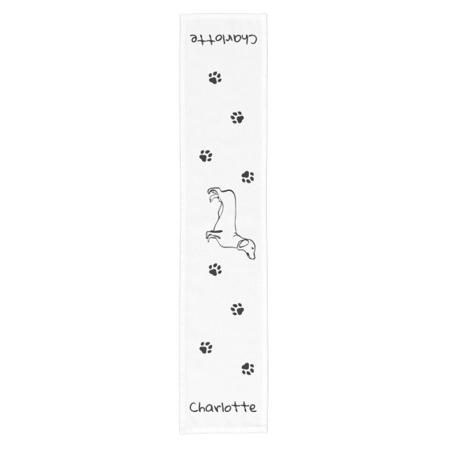 Minimalist Dachshund Art - Your Text, Your Style  Short Table Runner (Front)