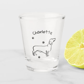Minimalist Dachshund Art - Your Text, Your Style Shot Glass