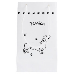Minimalist Dachshund Art - Your Text, Your Style Small Gift Bag