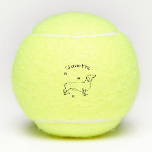 Minimalist Dachshund Art - Your Text, Your Style Tennis Balls