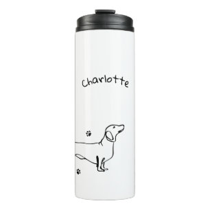 Minimalist Dachshund Art - Your Text, Your Style Thermal Tumbler