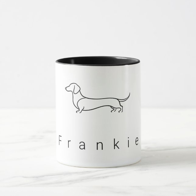 Minimalist Dachshund Custom Name  | Modern One-Lin Mug (Center)