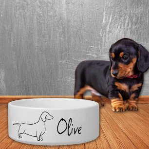 Minimalist Dachshund Dog Bowl Name
