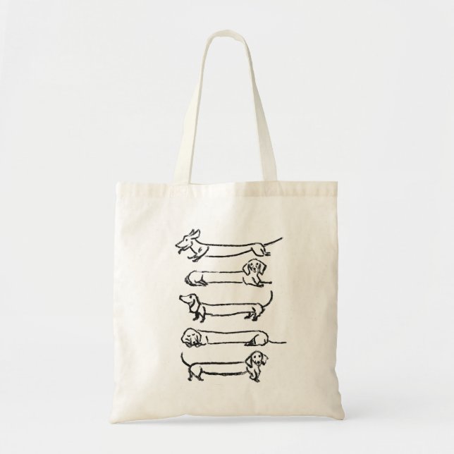 Minimalist Dachshund Illustration Tote Bag (Front)