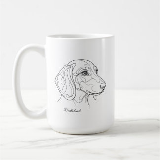 Minimalist Dachshund Line Drawing Custom Pet Name Coffee Mug