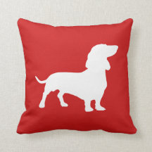 Minimalist Dachshund Silhouette Red and White