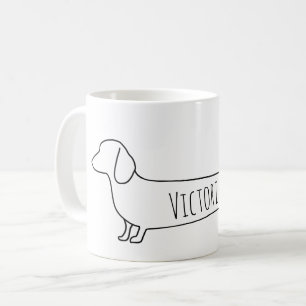 Minimalist Dachshund Wiener Dog Name Coffee Mug