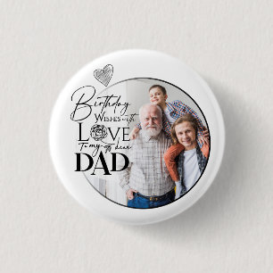 Minimalist Dad Birthday Typography Photo 3 Cm Round Badge