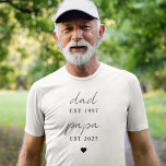 Minimalist Dad & Papa EST Year Custom Gift T-Shirt<br><div class="desc">Celebrate both generations of love with this stylish minimalist “Dad & Papa EST” custom t-shirt. Personalise with meaningful established years to honour the moment he became a dad and a grandpa. A thoughtful gift for new grandfathers, Father’s Day, or birth announcements, this clean and modern shirt blends sentimental value with...</div>