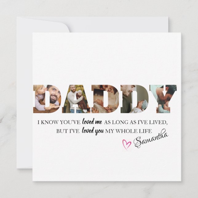 Minimalist DADDY Photo Collage Happy Father's Day  Card (Front)