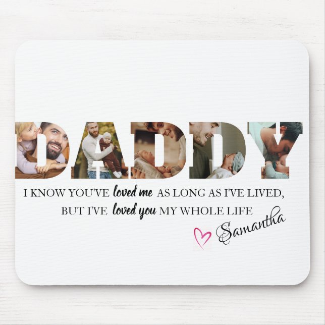 Minimalist DADDY Photo Collage Happy Father's Day Mouse Mat (Front)