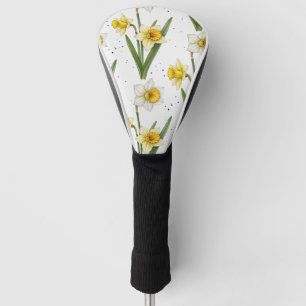 Minimalist Daffodil Flowers in Yellow & Sage Green Golf Head Cover