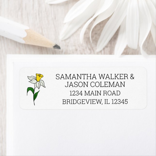 Minimalist Daffodil Wedding Address Label (Insitu)