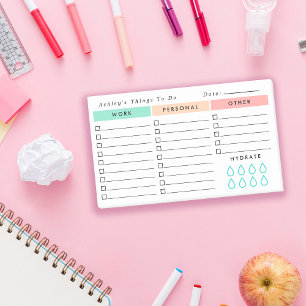 Minimalist Daily Organiser - To Do List - Hydrate Post-it Notes